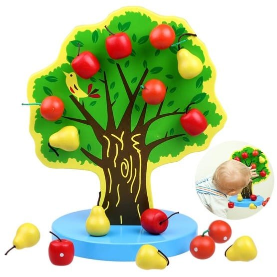 Copac cu mere si pere magnetice joc lemn dexteritate2 - HAM BEBE