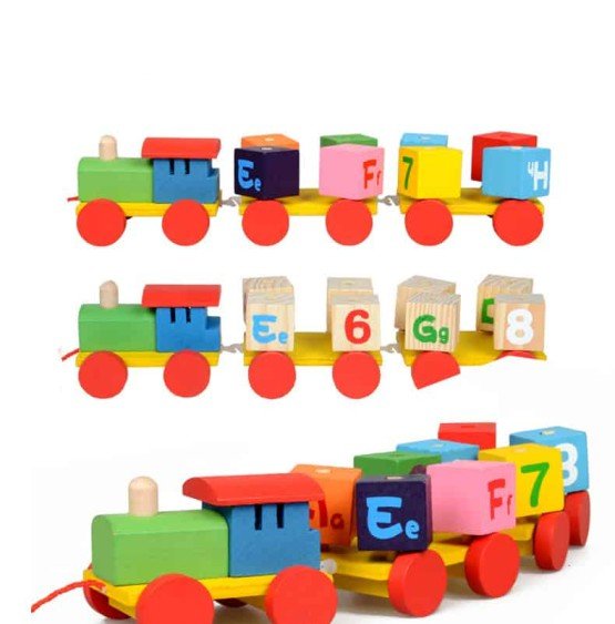 Trenulet lemn cuburi litere cifre rotative1 - HAM BEBE