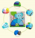 Puzzle 3d lemn rainbow elefantul1 - HAM BEBE