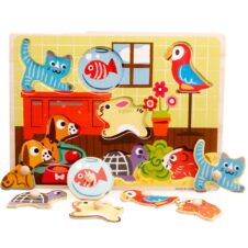 Puzzle lemn cu maner Animale de companie MWZ-717 - HAM BEBE