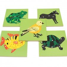 Puzzle Montessori educativ cu pini Natura si Animale