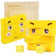 Joc expresii faciale Emotii - cuburi puzzle din lemn