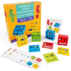 Set cuburi lemn Expresii faciale Expression puzzle