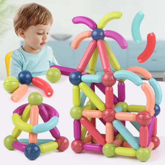 Joc STEM cuburi Magnetic sticks building Onshine 143 piese (Copiază) - HAM BEBE