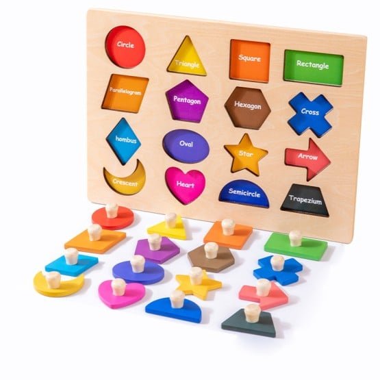 Incastru Montessori puzzle lemn forme geometrice Sunny - HAM BEBE