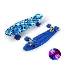 Penny Board cu roti din silicon cu lumini Albastru Army
